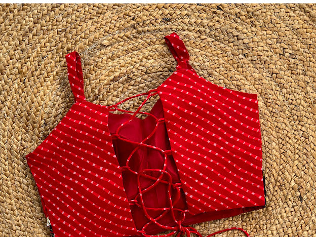 RED BLACK VINTAGE BLOUSE- Handmadeaholic