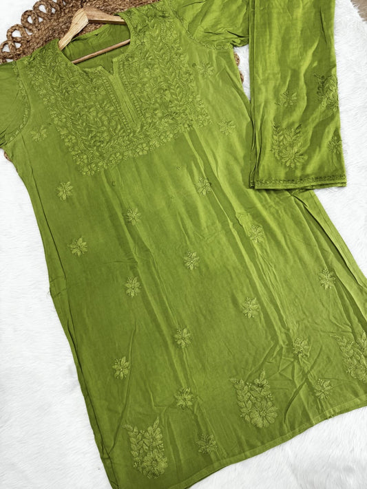 Premium Rayon Handmade Lucknowi Chikankari kurti Palazzo set