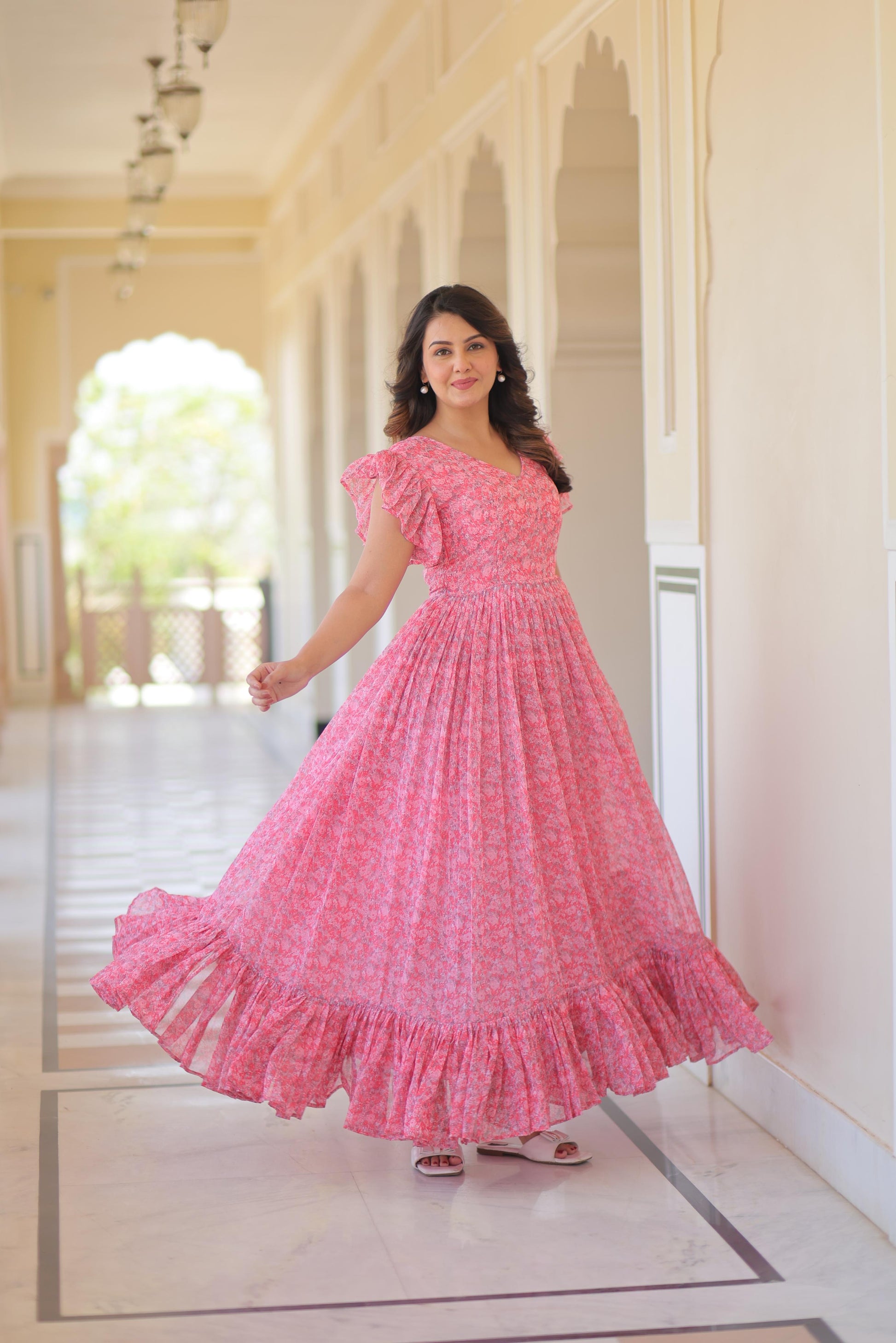 Summer Gown Georgette 7mtr Flair - SuratHausBerlin 