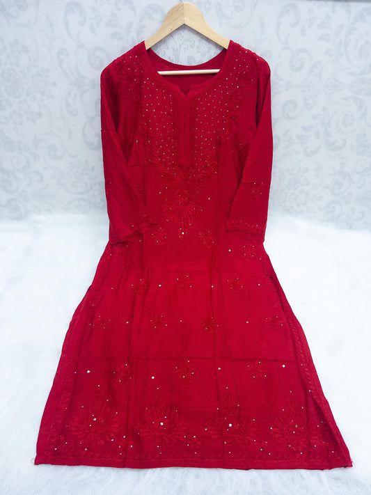 Chikankari Muslin Kurti with Mukesh Work