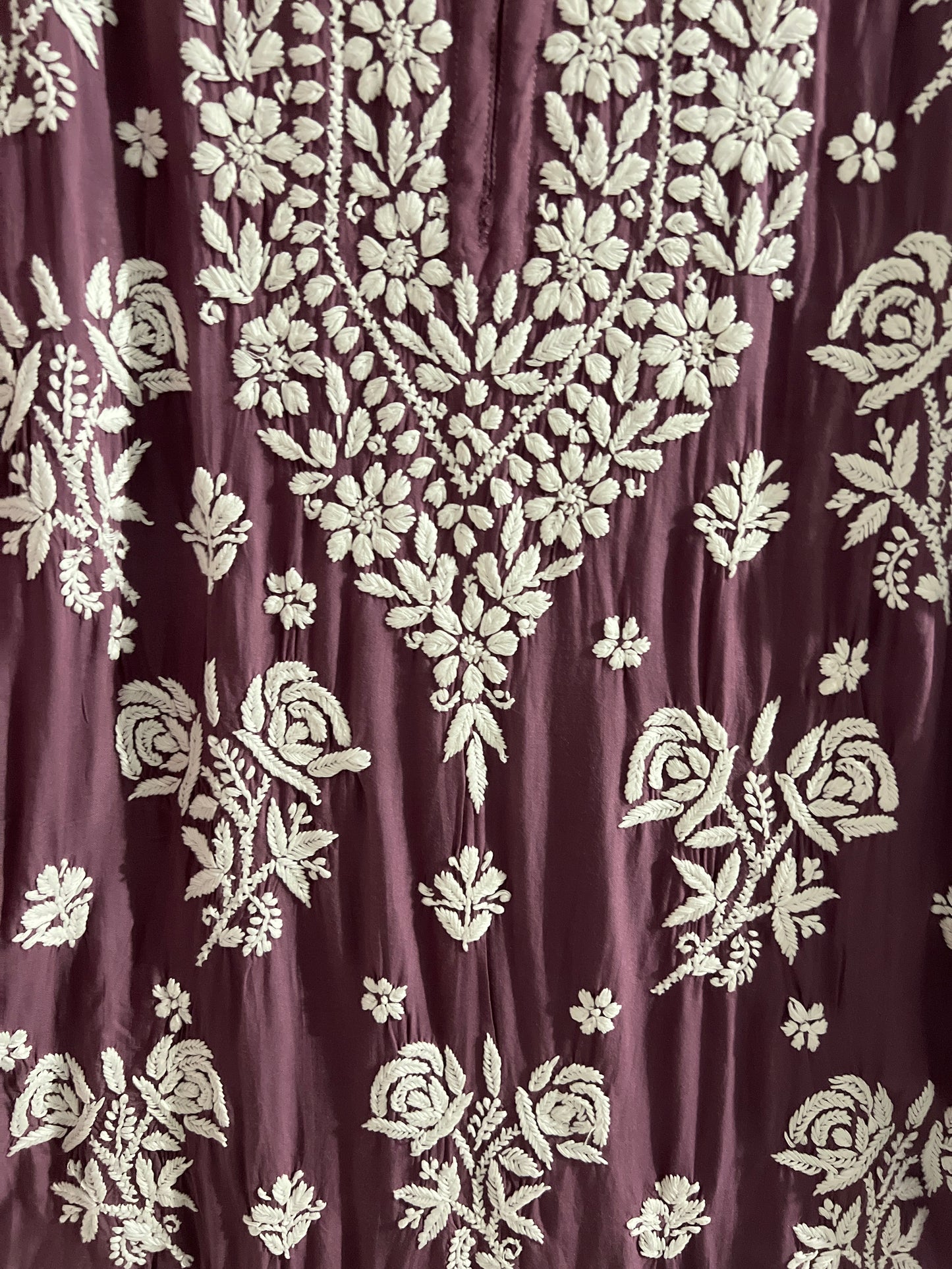 Tangy Black Current : Lucknowi Modal Chikankari Kurti - SuratHausBerlin 