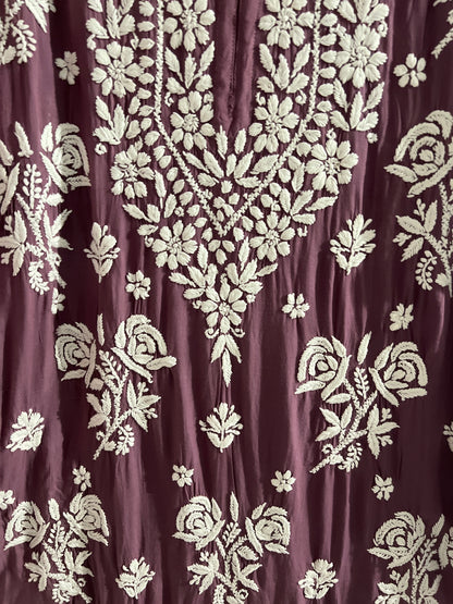 Tangy Black Current : Lucknowi Modal Chikankari Kurti - SuratHausBerlin 