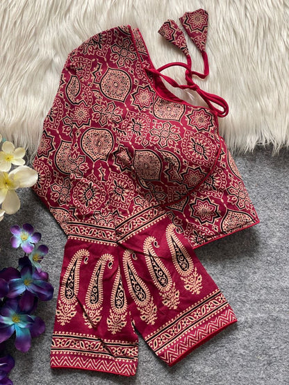 Ajrakh Cotton full sleeve Blouse - SuratHausBerlin 