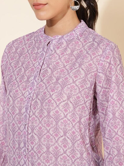 Lavender Ethnic motif Printed Dress - SuratHausBerlin 