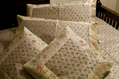 Banarasi Silk Bedsheet Pillow set of 5pc