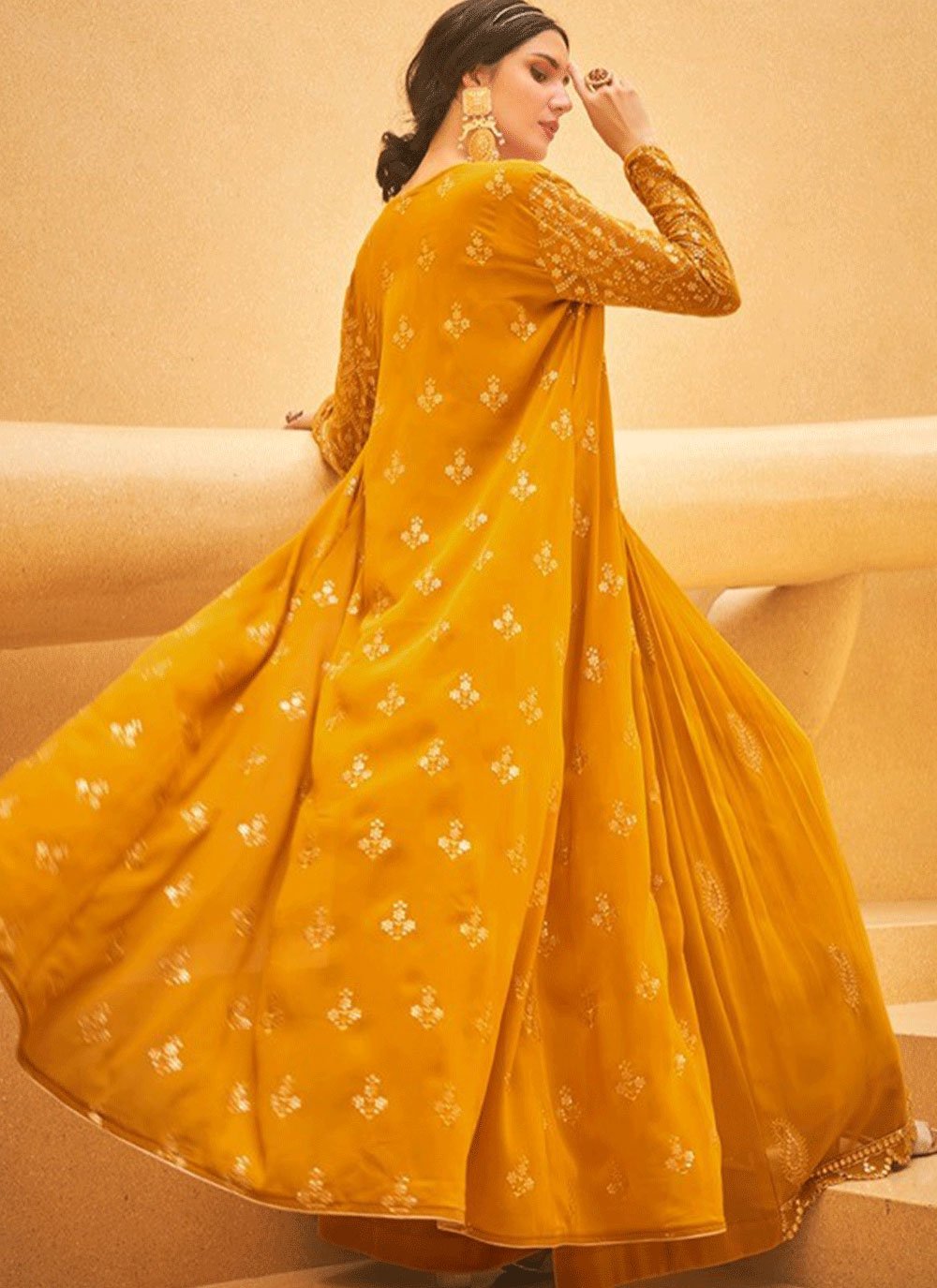 Pure Georgette Indo Western Lehenga - SuratHausBerlin 