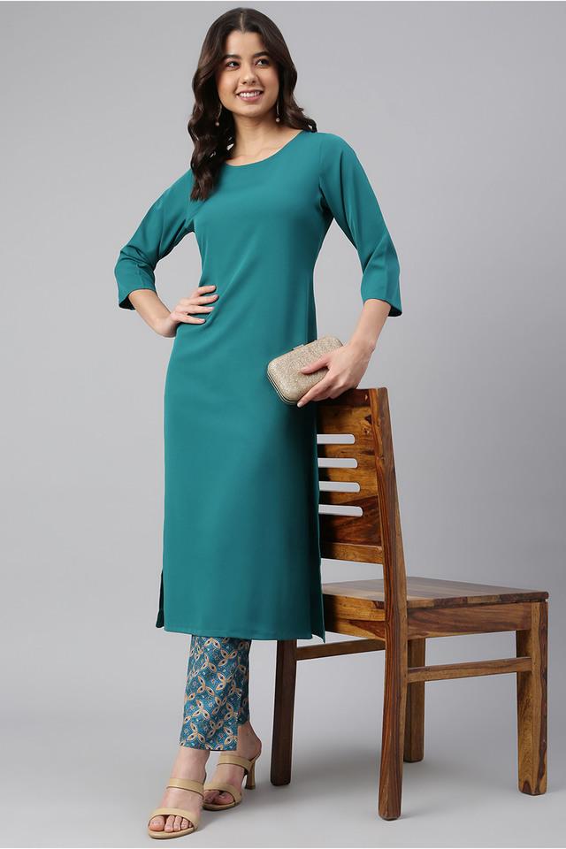 teal green kurta and pant set