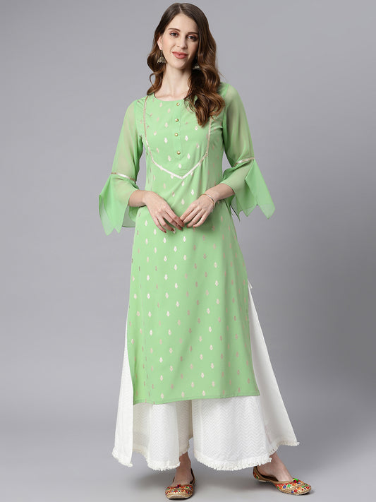 Parrot crepe A Line Kurta