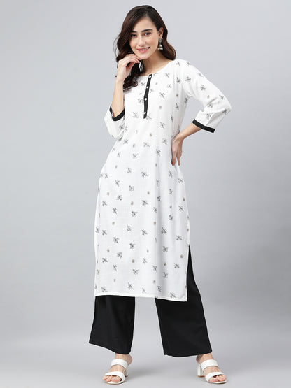 Women's White Kurta with pure cotton Pant - SuratHausBerlin 