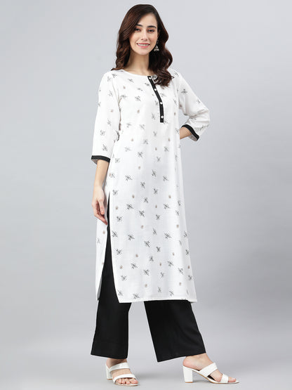 Women's White Kurta with pure cotton Pant - SuratHausBerlin 