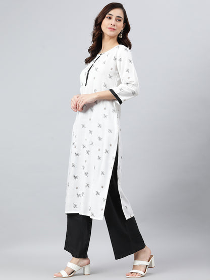 Women's White Kurta with pure cotton Pant - SuratHausBerlin 